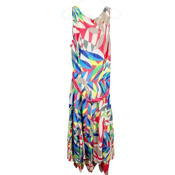 Signature by Robbie Bee Multicolor Midi Geo Print Belted Sleeveless Dress - Picture 2 of 9